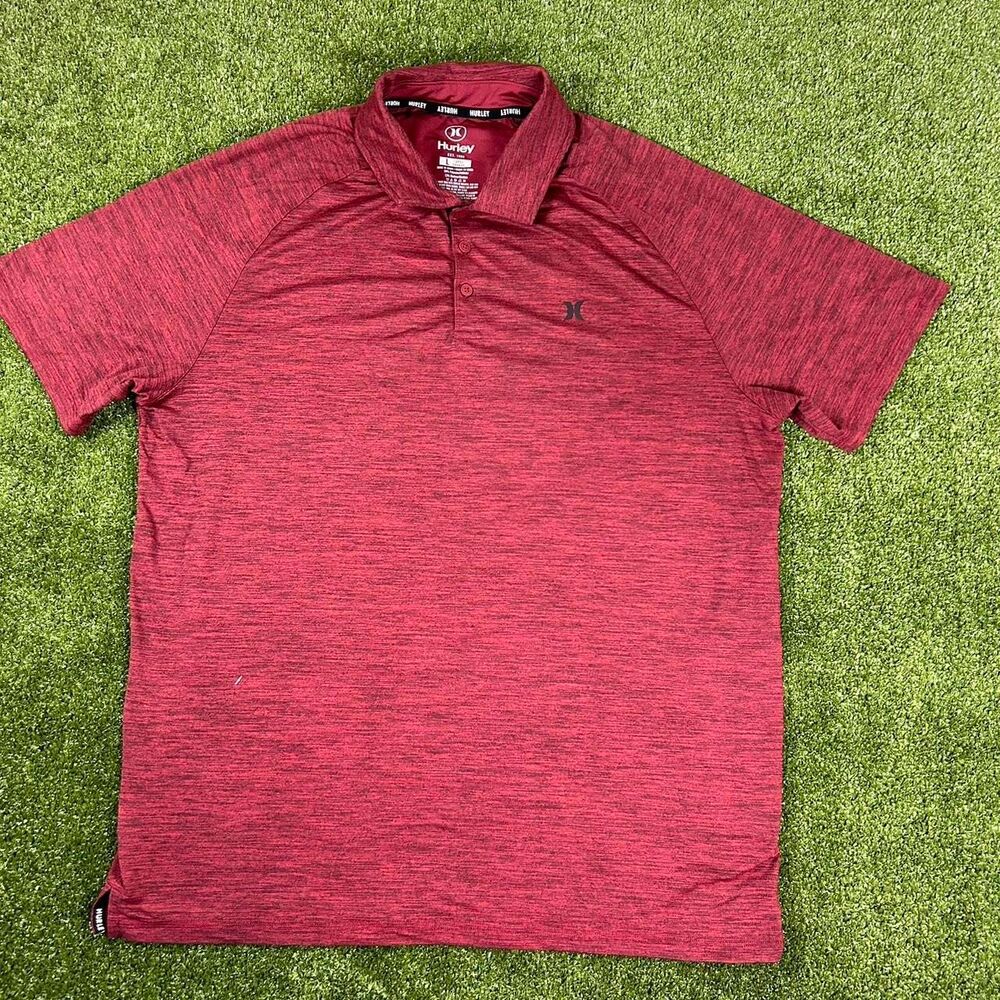Hurley Men's Red and Burgundy Polo-shirts